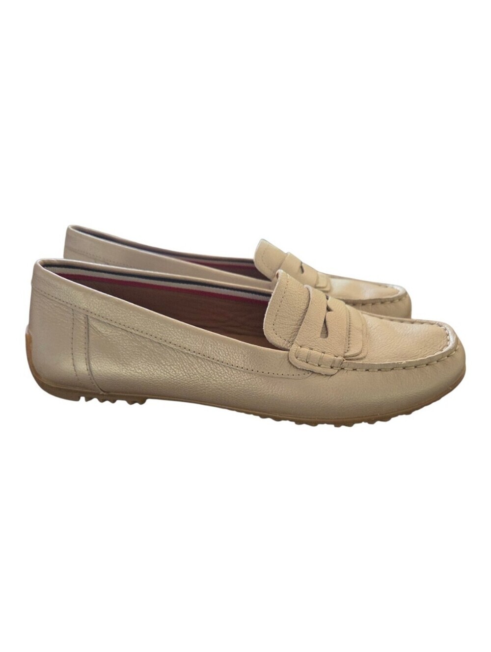 Geox Kosmopolis Gold Leather Penny Loafers Size 39 (US 8-8.5) Missing Insole!